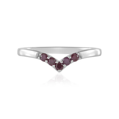 Zilveren ring met I2 paarse diamanten