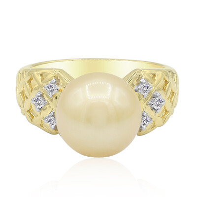 Gouden ring met een gouden zuidzee parel (TPC)
