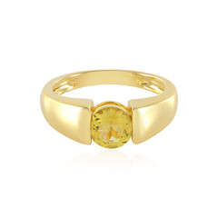 Zilveren ring met een gele beril
