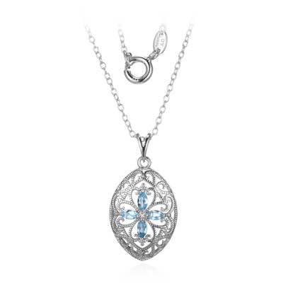 Zilveren ketting met Zwitsers-blauwe topaasstenen