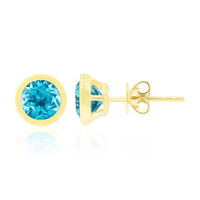 Gouden oorbellen met Zwitsers-blauwe topaasstenen