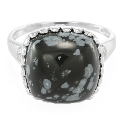 Zilveren ring met een sneeuwvlokken obsidiaan