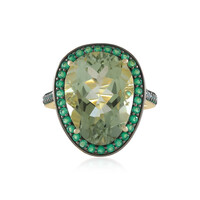 Zilveren ring met een groene amethist