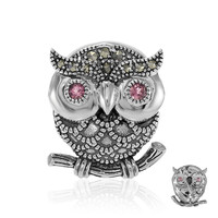 Zilveren broche met roze toermalijnen