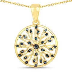 Zilveren halsketting met PK blauwe diamanten
