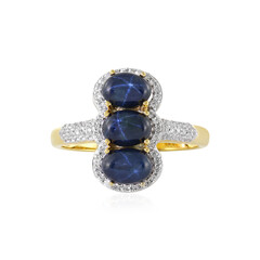 Zilveren ring met blauwe ster saffieren