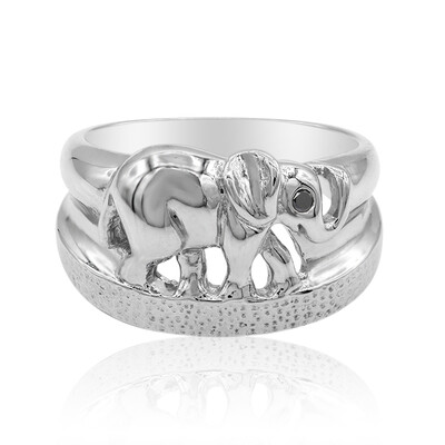Zilveren ring met een zwarte diamant