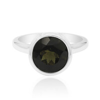 Zilveren ring met een moldaviet