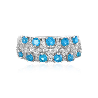 Zilveren ring met neon blauwe apatieten