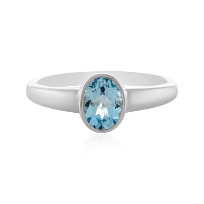 Zilveren ring met een hemel-blauwe topaas