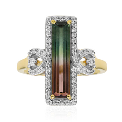 Gouden ring met een meerkleurige toermalijn