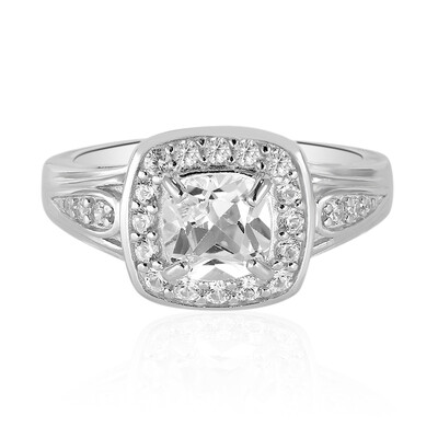 Zilveren ring met een witte topaas
