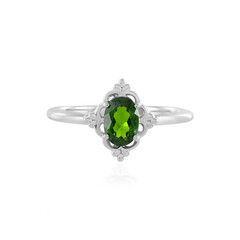 Zilveren ring met een Russische diopsied