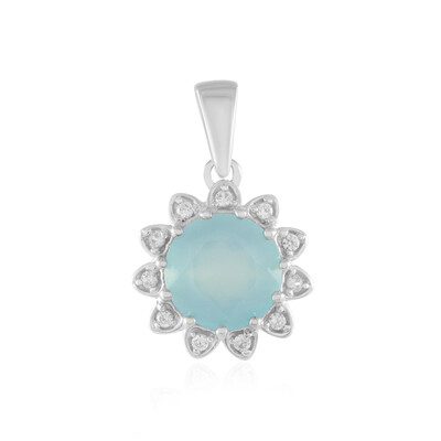 Zilveren hanger met een Aqua Chalcedoon