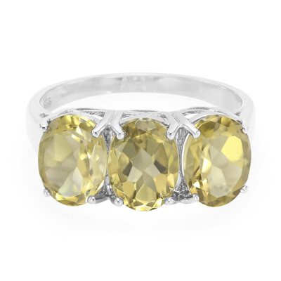 Zilveren ring met olijven kwartskristallen
