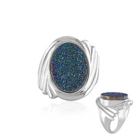 Zilveren ring met een Pauw Groene Glitter Agaat