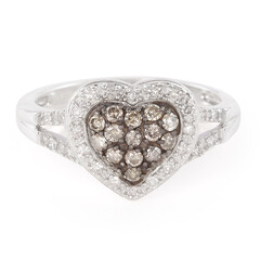 Zilveren ring met Champagne Diamanten