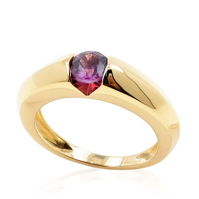 Gouden ring met een magenta granaat