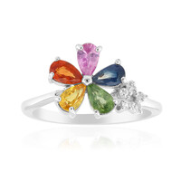 Zilveren ring met een groene saffier