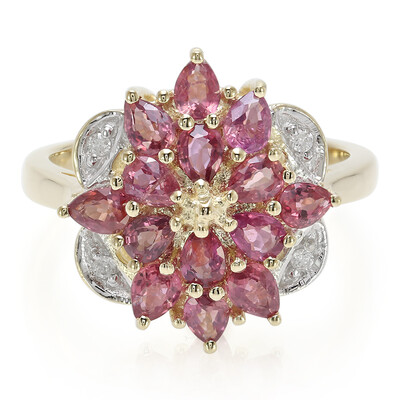 Gouden ring met Onverhitte Padparadscha Saffieren