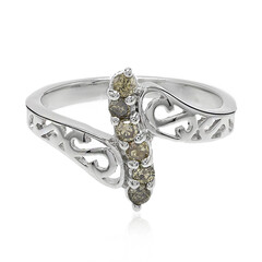 Zilveren ring met Champagne Diamanten