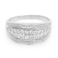 Zilveren ring met regenboog maanstenen