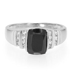 Zilveren herenring met een zwarte spinel