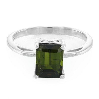 Zilveren ring met een groene toermalijn