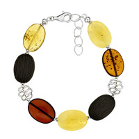 Zilveren armband met Baltische barnsteen
