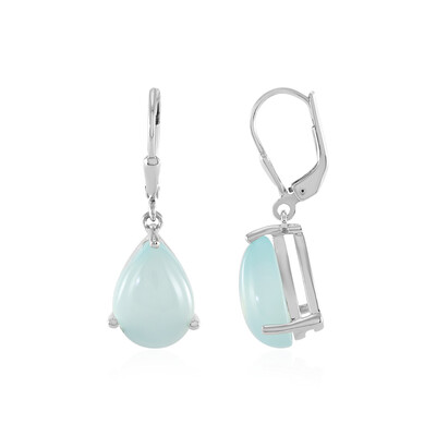 Zilveren oorbellen met Aqua Chalcedonen
