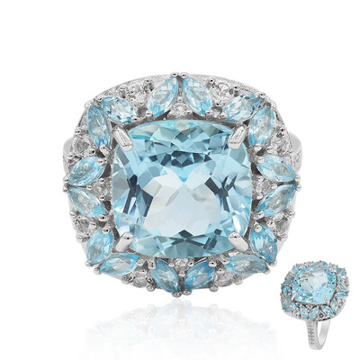 Zilveren ring met een hemel-blauwe topaas