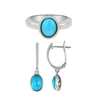 Zilveren ring met Blauwe Kingman Mohave Turkooisen