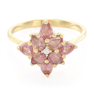 Gouden ring met Onverhitte Padparadscha Saffieren (AMAYANI)