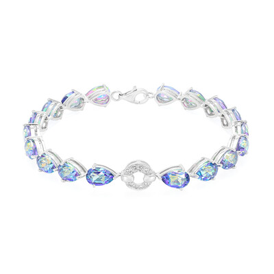 Zilveren armband met blauwe mystiek-topaasstenen