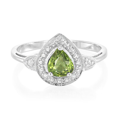 Zilveren ring met een AAA Groene saffier