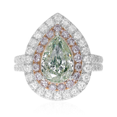 Gouden ring met een SI1 Groene diamant  (CIRARI)
