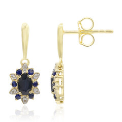 Gouden oorbellen met blauwe saffieren