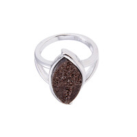 Zilveren ring met een Zwenkauer Druzy Hout
