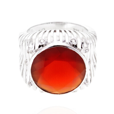 Zilveren ring met een Rode agaat (MONOSONO COLLECTION)