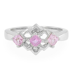 Zilveren ring met Ceylon roze saffieren