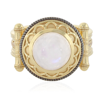 Zilveren ring met een regenboog maansteen (Memories by Vincent)