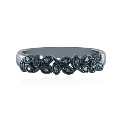 Zilveren ring met I2 Blauwe Diamanten