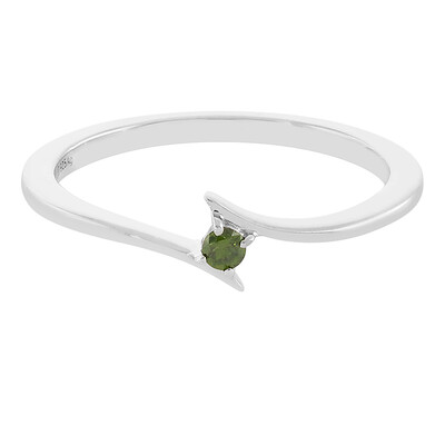 Zilveren ring met een I3 Groene Diamant