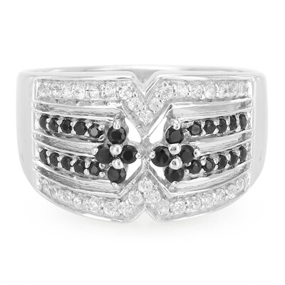 Zilveren ring met zwarte spinelstenen