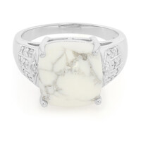 Zilveren ring met een howliet