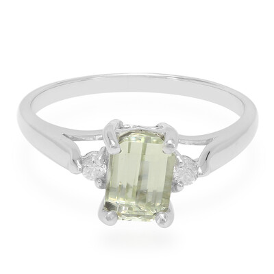 Zilveren ring met een kanariegele kunziet