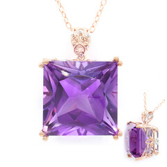 Zilveren halsketting met een amethist (Gems en Vogue)