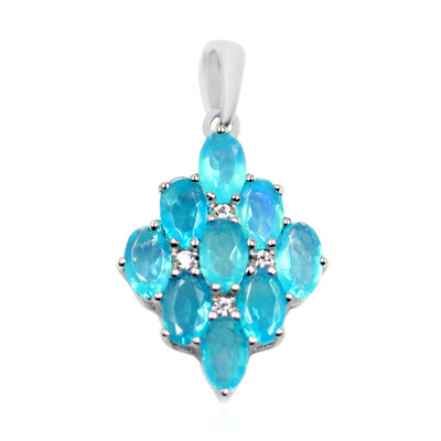 Zilveren hanger met Caribische Blauwe opalen