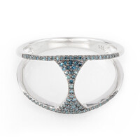 Zilveren ring met blauwe diamanten