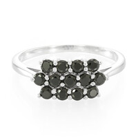 Zilveren ring met zwarte spinelstenen